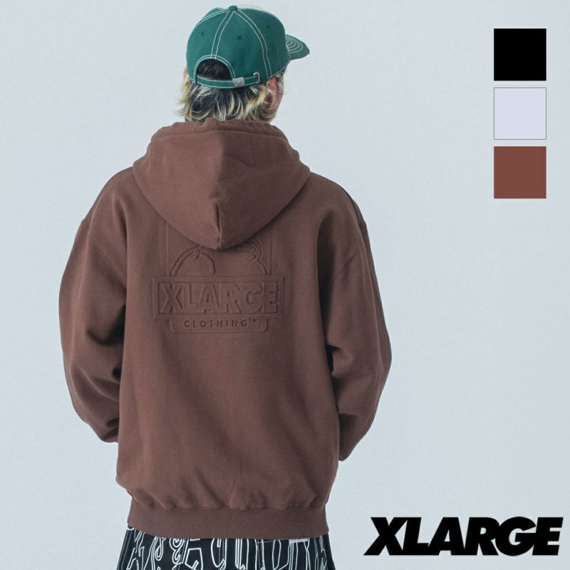 XLARGE エクストララージ 】 EMBOSSED OG BOX ZIP UP HOODED SWEATSHIRT エンボス OG ボックス ジップアップ  フーディー 101251012002 | JEANS STATION -ジーンズステーション- オフィシャルサイト