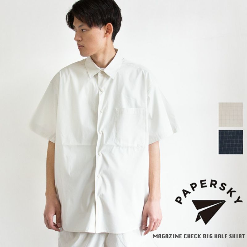 PAPERSKY ペーパースカイ 】 MAGAZINE CHECK BIG HALF SHIRT