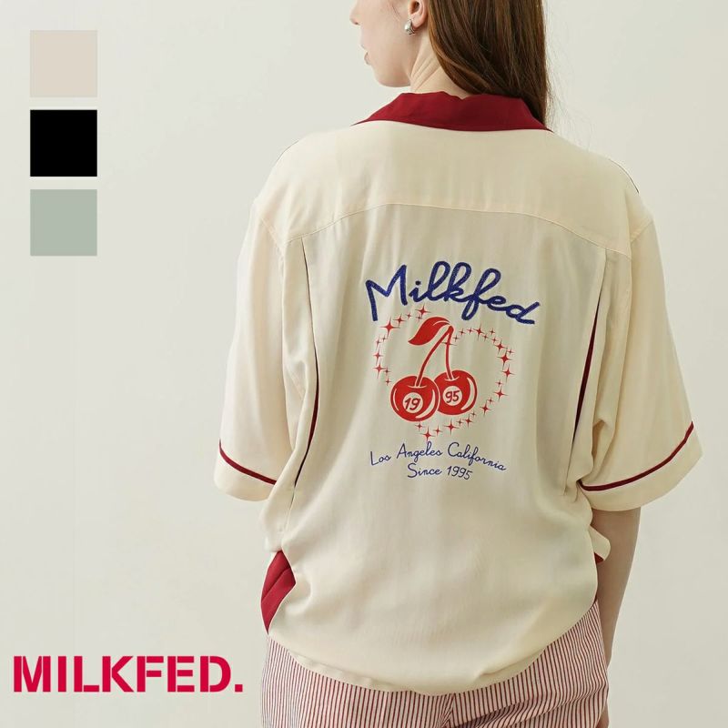 MILKFED. ミルクフェド CHERRIES BOWLING SHIRTS チェリー ボウリング シャツ 103252014005 / 2025SUMMER MILKFED. ミルクフェド 】 CHERRIES BOWLING SHIRTS チェリー