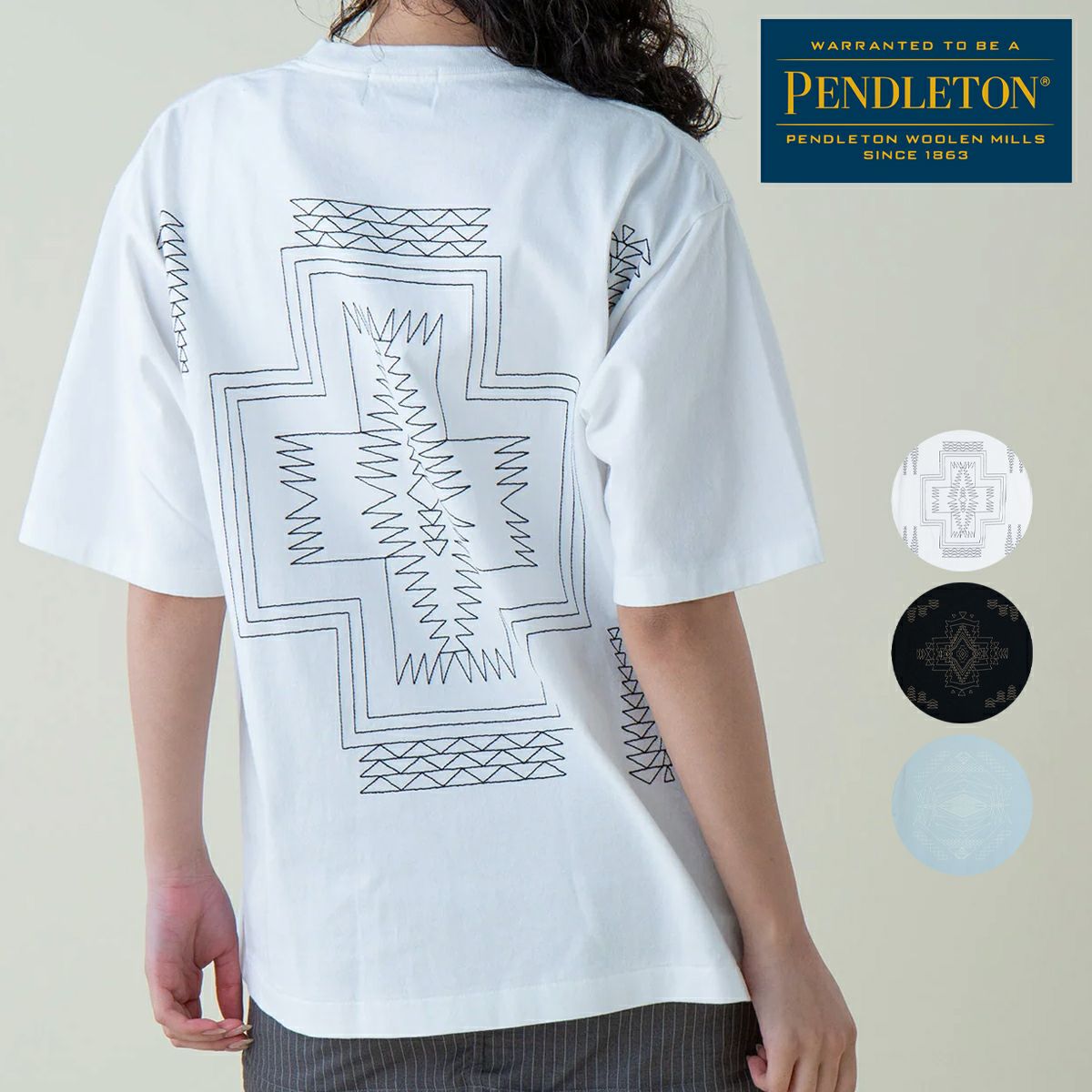 PENDLETON ペンドルトン バック EMB 刺繍 デザイン 半袖 Tシャツ ユニ