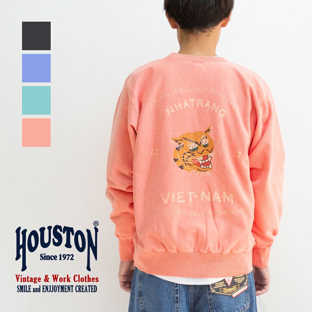 HOUSTON ヒューストン 】 PIGMENT R/V SWEAT SHIRT (VIETNAM TIGER